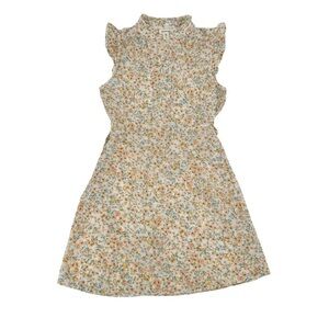 monteau Yellow Pink Floral Ruffle Sleeve Mini Dress Size Large Women’s